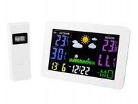 HYKKER STACJA POGODOWA Z KOLOROWYM WYŚWIETLACZEM BIAŁA + CZUJNIK