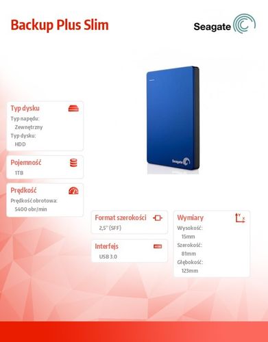 Seagate STDR1000202 1TB 2,5''USB3.0 Backup Blue na Arena.pl