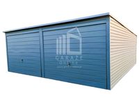 GARAŻ BLASZANY 6m x 5m poziom - spad tył 2x Brama uchylna - grafit antracyt - dodatkowe drzwi 6x5