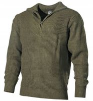 BLUZA MĘSKA SWETER MFH Pullover Troyer Z ZAMKIEM GRUBY I CIEPŁY OLIVE 3XL