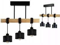 LAMPA drewniana belka wisząca sufitowa ŻYRANDOL ZWIS KUBEK CZARNY 3x E27