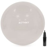 Piłka 65 cm do ćwiczeń pilates, rehabilitacyjnych, stretchingu z pompką, beżowa