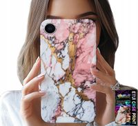 ETUI DO IPHONE XR - RÓŻOWO BIAŁY MARMUREK, KAMIENNE WZORY
