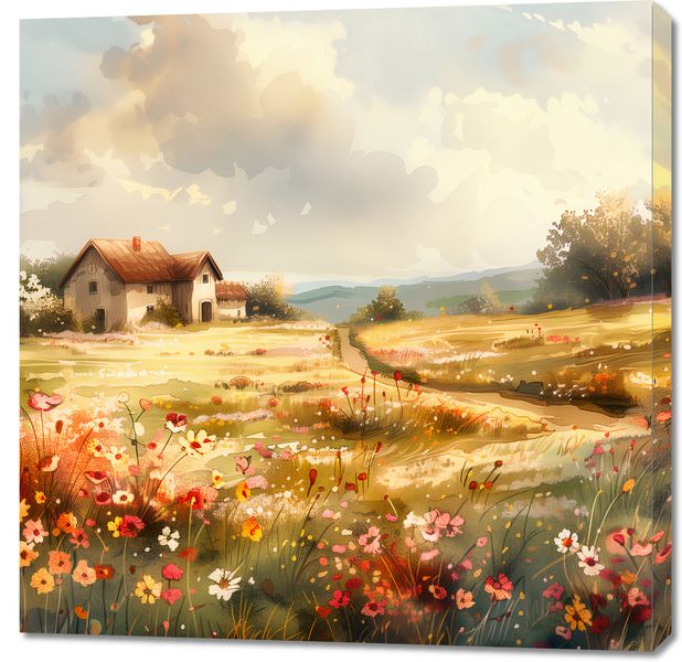 Obraz 90x90cm Sielski Domek zdjęcie 1