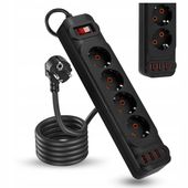 Przedłużacz Listwa Zasilająca Sieciowa 4 Gniazda 230V 5M 4x USB A