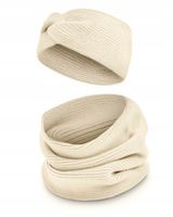 Komplet Damski OPASKA i KOMIN Ciepły Zestaw Zimowy PREMIUM Ecru