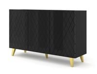 Komoda DIUNA 145 cm 3D na nóżkach czarny połysk