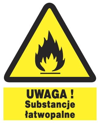 ZOO-28 - UWAGA substancje łatwopalne - ZNAK BHP zdjęcie 1