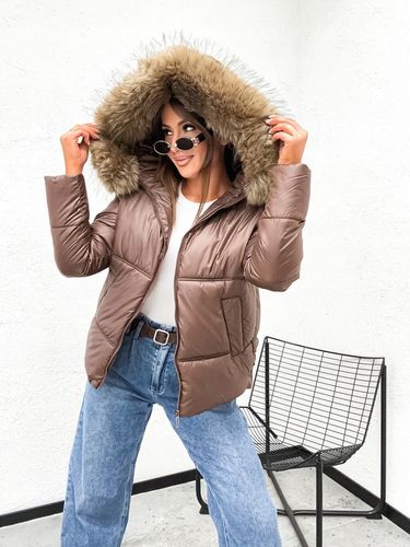 Zimowa_Pikowana_Modna Kurtka_Z FUTERKIEM - XL na Arena.pl