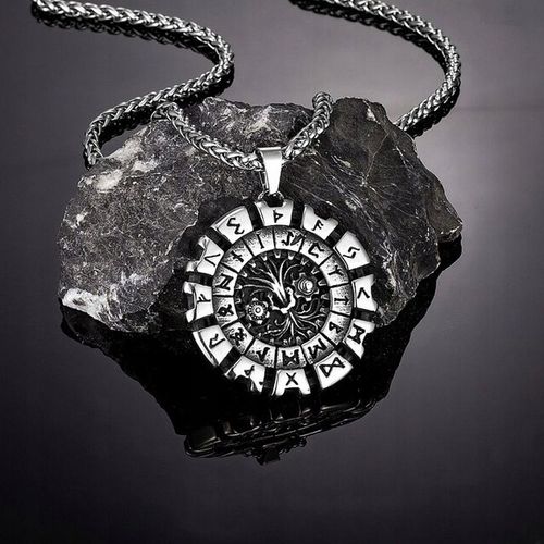 Okrągła Zawieszka Wikingów Runy Nordyckie Stal Chirurgiczna na Arena.pl