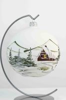 Biało-Zielona Matowa Bombka na Boże Narodzenie na Stojaku 100