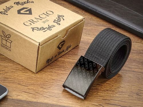 Pasek Parciany Męski do Spodni Czarny Szeroki Klamra Klamra 145cm na Arena.pl