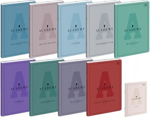 Zestaw zeszytów tematycznych Academy A5 INTERDRUK 9 sztuk + notes A6 gratis na Arena.pl