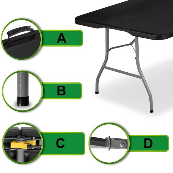 Stół cateringowy IMPRO składany w walizkę 240 cm czarny zdjęcie 11