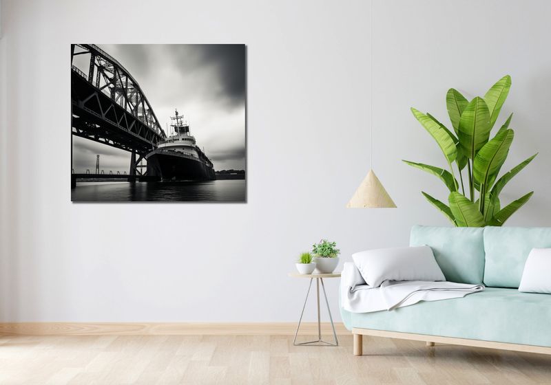 Obraz 100x90cm Statek przy Moście zdjęcie 2