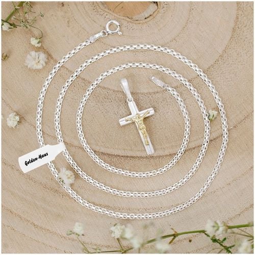 SREBRNY ŁAŃCUSZEK Z KRZYŻYKIEM 925 DLA DZIEWCZYNKI, CHŁOPCA KOMUNIA CHRZEST na Arena.pl