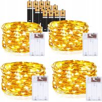 4 x LAMPKI LED DRUCIKI 10M 100LED NA BATERIE MIKRO ŚWIATEŁKA BIAŁE CIEPŁE