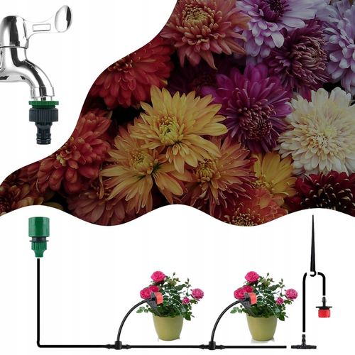 ZESTAW DO NAWADNIANIA KROPELKOWEGO SYSTEM DO KWIATKÓW ROŚLIN 25m + 30dysz na Arena.pl