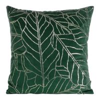 POSZEWKA WELWET VELUR NADRUK LIŚCIE 45X45 ZIELONA