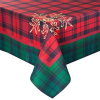 Obrus Cherry 140x200 cm czerwień zieleń poliester świąteczny dekor