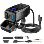 ŁADOWARKA MOTOCYKLOWA WOLTOMIERZ USB + USB-C typ C QC 3.0 3Ccc