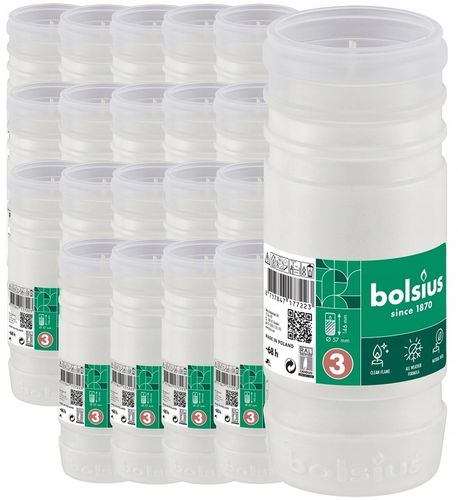 Wkłady parafinowe do zniczy Bolsius RP3 całoroczne białe 68 godzin palenia na Arena.pl