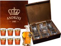 KARAFKA Z GRAWEREM szklanki x 6 w PUDEŁKU WHISKY