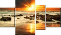 120CM 70 OBRAZ 4 ELEM WSCHÓD SŁOŃCA WZBURZONYM OCEANEM ŚCIENNY