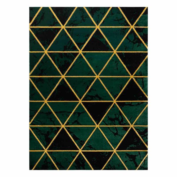 RUG/LU/ESTEMA/MARBLETRIANGLES/BOTTLEGREEN+GOLD/140x190 zdjęcie 1