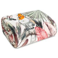 Koc narzuta PARROT 150x200 Design91 biała egzotyczne liście ptaki