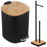 Zestaw Łazienkowy Black  – Kosz 5L + Stojak na Papier Yoka Home