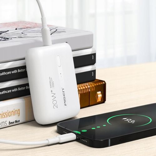 POWERBANK MINI SLIM 10000 mAh 20W USB C PD QC BIAŁY DO IPHONE APPLE + KABEL na Arena.pl