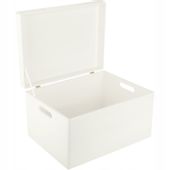 Pudełko drewniane białe z uchwytami 40x30x24 cm