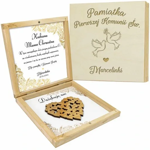 PODZIĘKOWANIE Z OKAZJI KOMUNII ŚWIĘTEJ DLA CHRZESTNYCH DZIADKÓW PUDEŁKO 3D zdjęcie 1