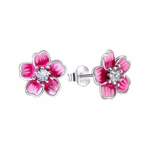 Srebrne kolczyki wkrętki kwiatki dla dziewczynki srebro sztyfty rodowane na Arena.pl