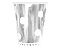 KUBECZKI PAPIEROWE 6 SZT B&C GROSZKI SREBRNE GODAN