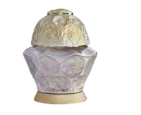 Olbrzymi potężny znicz biało złoty grzybek artystyczny znicz kwiat duży