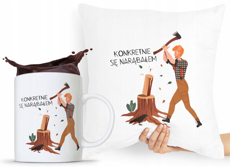 Zestaw Poduszka + Kubek Dla Drwala Prezent Z Nadrukiem Ze Zdjęciem zdjęcie 1