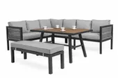 MEBLE OGRODOWE ALUMINIOWE NAROŻNIK STÓŁ PORTOFINO JASNOSZARE