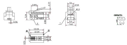 10x Modularny Wtyk Telefoniczny RJ10  4P4C na Arena.pl