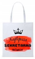Dla Sekretarki Na Prezent Torba Eco Biała Shopper Z Nadrukiem Ze Zdjęciem