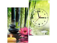 60X60CM ZEGAR LILIE BAMBUSY OBRAZ DREWNO ŚCIAN KWADRAT