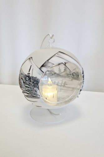 Bombka Świąteczna ze Szkła z Zimowym Pejzażem z Miejscem na Świeczkę na Arena.pl
