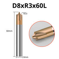 Frez promieniowy ćwiartkowy VHM TiSiN Rozmiar: D8xR3x60L