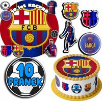 ZESTAW OPŁATEK NA TORT 20CM + 17 POSTACI - FC BARCELONA + IMIĘ 15CM 18CM