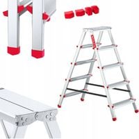 Drabina aluminiowa składana 5 stopniowa 2x5 dwustronna domowa GRATIS