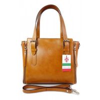 Włoska torebka skórzana, kuferek mieści A4 ,Vera Pelle ,Camel V884C