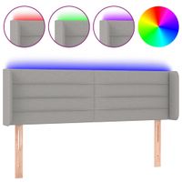 Zagłówek do łóżka z LED, jasnoszary, 147x16x78/88 cm, tkanina