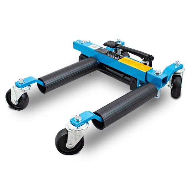 Wózek manewrowy hydrauliczny pod koła 4 sztuki niebieski zdjęcie 3