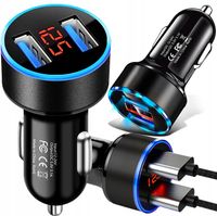 ŁADOWARKA SAMOCHODOWA 2XUSB Z VOLTOMIERZEM LCD